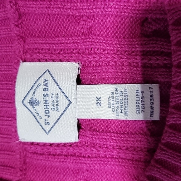 St. John's Bay Size 2X Magenta Long Sleeve Cable Knit Sweater, Gently Used Cond. - Picture 11 of 11